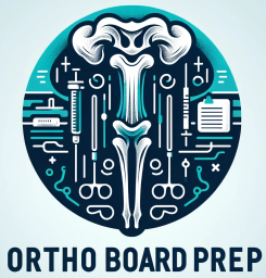 DALL·E 2024-01-14 11.53.28 - Design a logo for 'Ortho Board Prep', a company dedicated to assisting orthopaedic surgeons. The logo should center around a creatively stylized femur